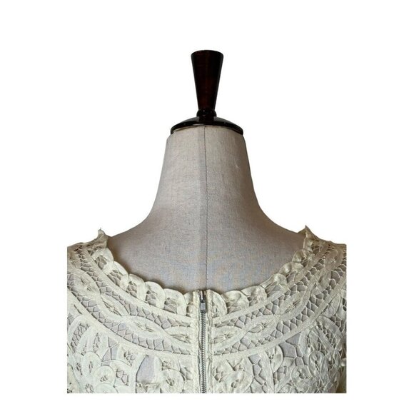 Sea New York Dress Women‎ Size 4 Ivory Short Sleeve Battenburgh Lace Shift Mini - Picture 5 of 10